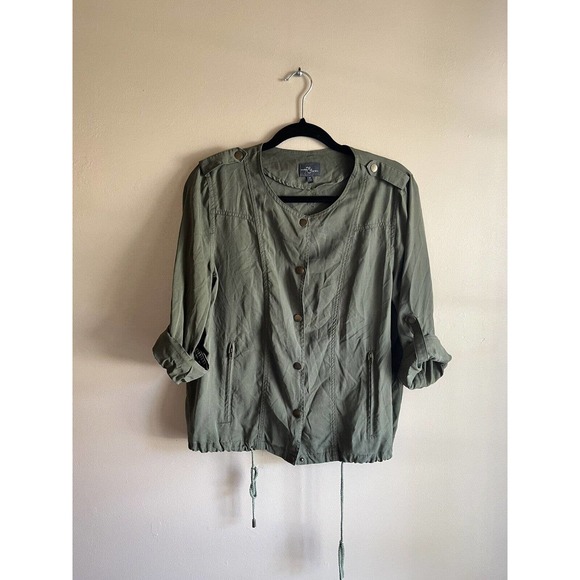 Market & Spruce Size M Woman's Zip up/button Army green Military style jacket - Picture 5 of 6